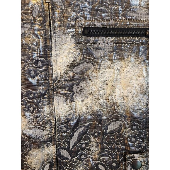 Chico's Size 2(12)Long Sleeve fully Lined Zip Up Blazer Bronze Silvery  Metalic‎ - Picture 4 of 9